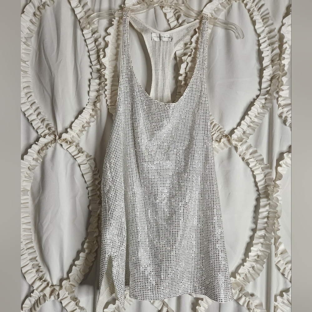 Faith Connexion White Ponged Silk Sleeveless Top Gemstone Size XS